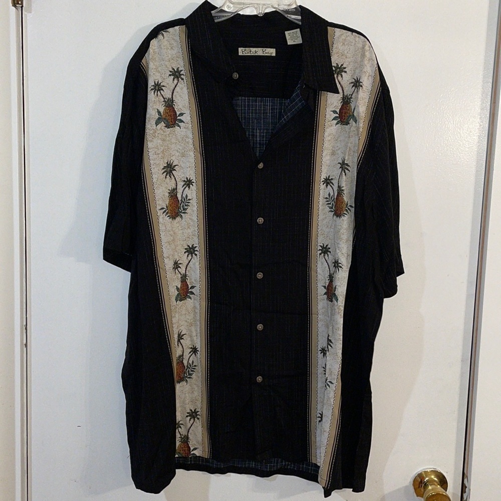 Batek Bay Men Rayon Hawaiian pineapple Vacation Island Button Down Shirt X-Large